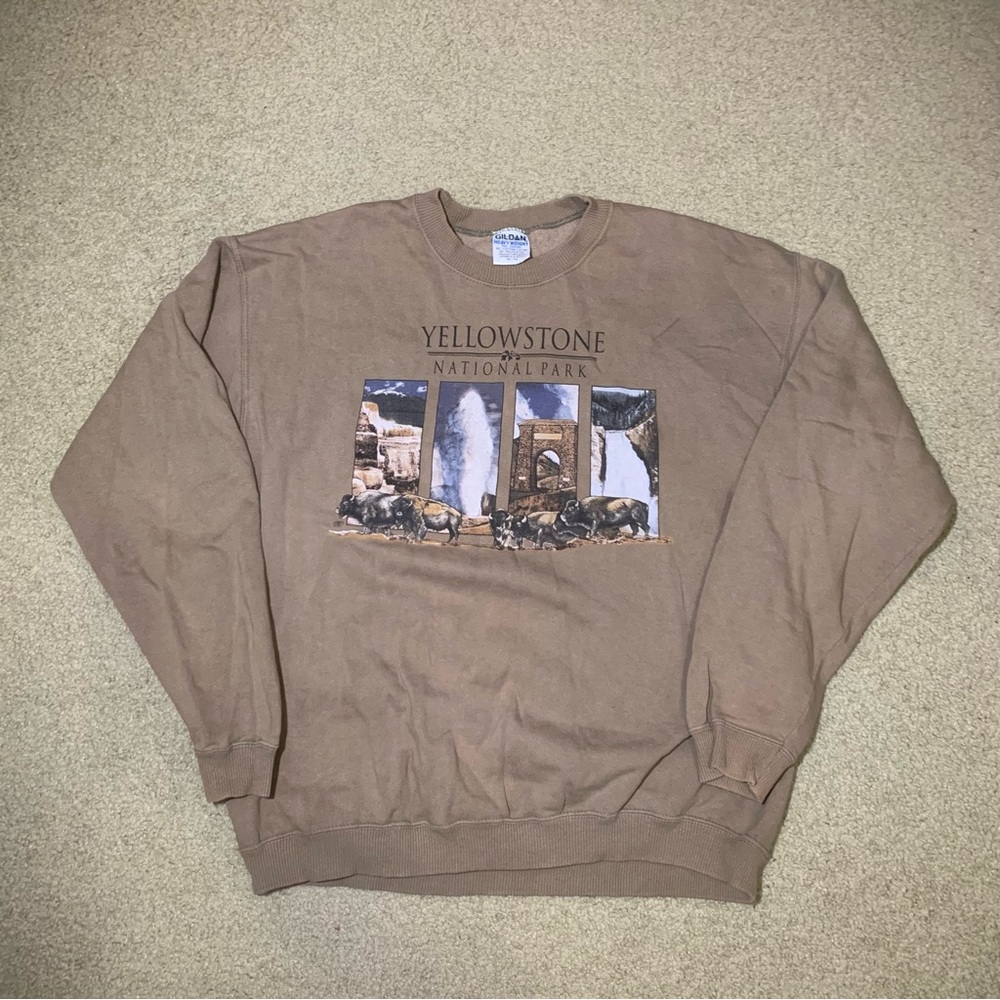 Vintage Gildan Yellowstone National Park Bison Waterfall Sweatshirt Men’s XL